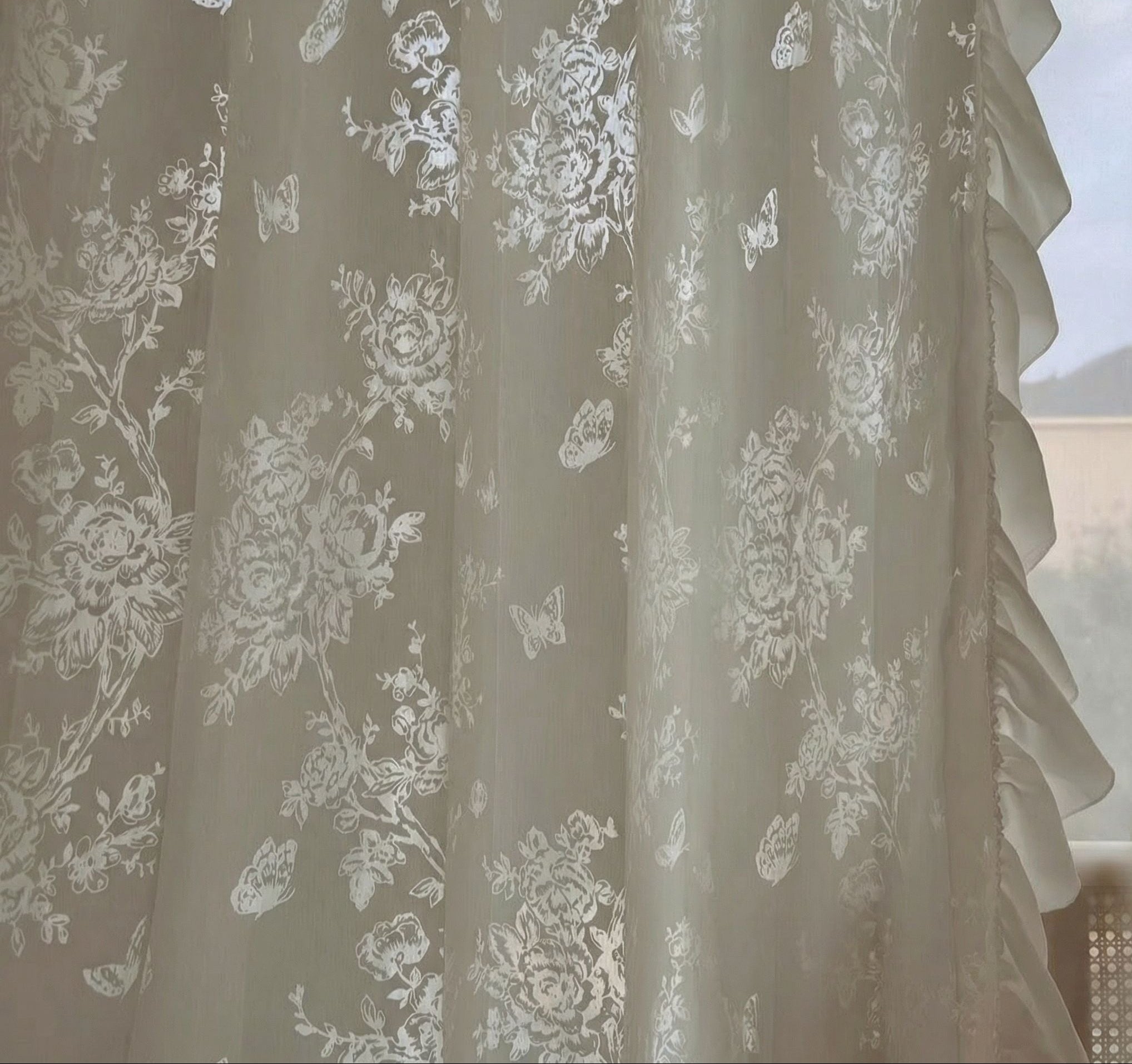 Mid-Century Butterfly Lace Sheer Curtain | Retro Style